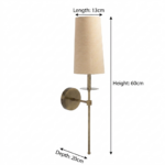 Proudome Fabric Shade Wall Light | Modern Gold Finish Decorative Wall Sconce (Bulb Not Included) - Image 6