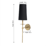 Proudome Black Fabric Shade Wall Light | Modern Gold Finish Decorative Wall Sconce (Bulb Not Included) - Image 6