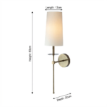 Proudome White Fabric Shade Wall Light | Modern Gold Finish Decorative Wall Sconce (Bulb Not Included) - Image 6