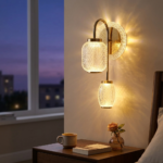 Proudome 3 Color Mode LED Acrylic Wall Light | Decorative Gold Finish Designer Wall Sconce - Image 3