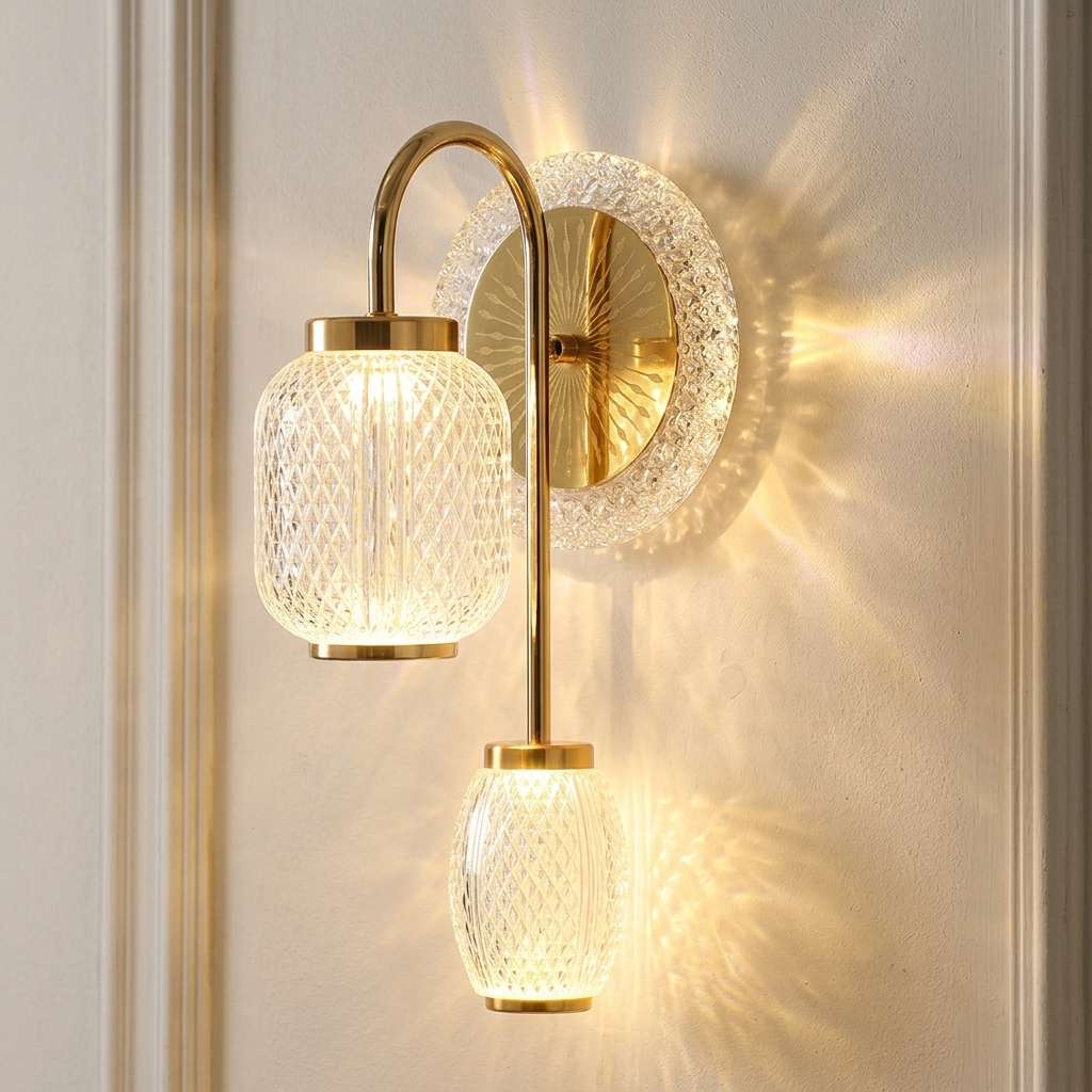 download - 2026-06-16T150033.828 Proudome 3 Color Mode LED Acrylic Wall Light | Decorative Gold Finish Designer Wall Sconce - Image 1
