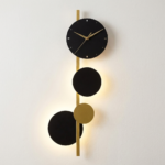 Proudome 3 Color Mode LED Wall Clock Light | Modern Decorative Black & Gold Wall Clock