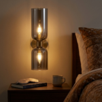 Proudome Smokey Glass Wall Light | Modern Gold Decorative Wall Sconce (Bulb Not Included) - Image 3