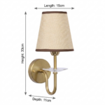Proudome Fabric Shade Wall Light | Modern Gold Decorative Wall Sconce (Bulb Not Included) - Image 6