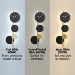 Proudome 3 Color Mode LED Wall Clock Light | Modern Decorative Black & Gold Wall Clock - Image 4