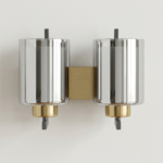 Proudome Dual Smokey Glass Wall Light | Modern Gold Decorative Wall Sconce (Bulb Not Included) - Image 3