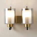 Proudome Dual Smokey Glass Wall Light | Modern Gold Decorative Wall Sconce (Bulb Not Included)