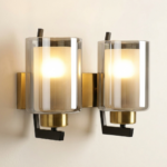 Proudome Dual Smokey Glass Wall Light | Modern Gold Decorative Wall Sconce (Bulb Not Included) - Image 4