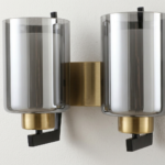 Proudome Dual Smokey Glass Wall Light | Modern Gold Decorative Wall Sconce (Bulb Not Included) - Image 5