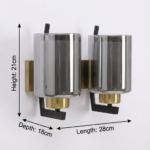 Proudome Dual Smokey Glass Wall Light | Modern Gold Decorative Wall Sconce (Bulb Not Included) - Image 6