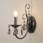 Proudome Luxury Crystal Drop Wall Sconce | Elegant Black Decorative Wall Lamp (Bulb Not Included)