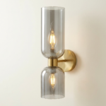 Proudome Smokey Glass Wall Light | Modern Gold Decorative Wall Sconce (Bulb Not Included)