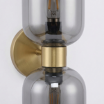 Proudome Smokey Glass Wall Light | Modern Gold Decorative Wall Sconce (Bulb Not Included) - Image 5