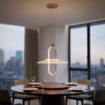 Proudome Rose Gold 3 Color Mode LED Acrylic Pendant Light | Modern Decorative Ceiling Lamp - Image 3