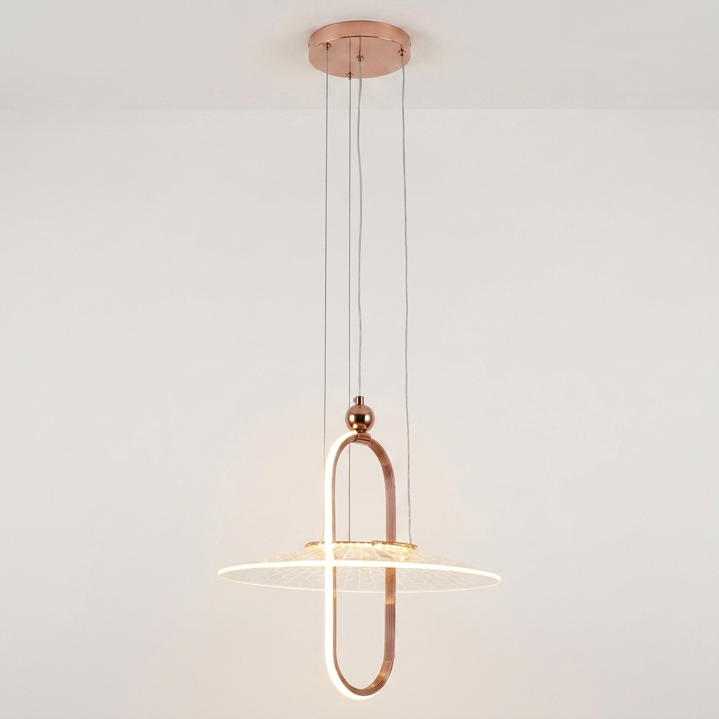 download - 2026-06-26T115739.527 Proudome Rose Gold 3 Color Mode LED Acrylic Pendant Light | Modern Decorative Ceiling Lamp - Image 1