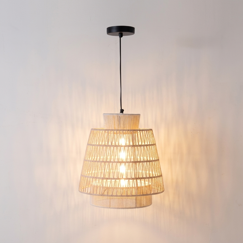 download - 2026-06-26T151331.001 Proudome Japandi Pendant Light | Japanese Scandinavian Woven Thread Ceiling Lamp (Bulb Not Included) - Image 1