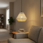 Proudome Japandi Pendant Light | Nordic Woven Thread Hanging Ceiling Lamp | Japanese Scandinavian Decorative Lighting (Bulb Not Included) - Image 3