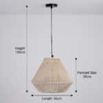 Proudome Japandi Pendant Light | Nordic Woven Thread Hanging Ceiling Lamp | Japanese Scandinavian Decorative Lighting (Bulb Not Included) - Image 5