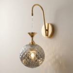Proudome Smokey Glass Globe Wall Light | Luxury Gold Decorative Wall Lamp for Modern Interiors (Bulb Not Included)