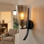 Proudome Smokey Glass Wall Lamp – Modern Decorative Indoor Wall Sconce (Bulb Not Included)