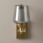 Proudome Smokey Glass Wall Light – Modern Brass Finish Decorative Wall Sconce (Bulb Not Included) - Image 2