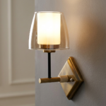 Proudome Amber Glass Wall Light – Modern Double Glass Decorative Wall Sconce (Bulb Not Included)