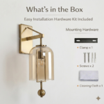 Proudome Amber Glass Wall Light – Elegant Gold Finish Decorative Wall Sconce (Bulb Not Included) - Image 7
