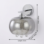 Proudome Smokey Glass Wall Light with Hanging Crystals – Luxury Decorative Wall Lamp (Bulb Not Included) - Image 6