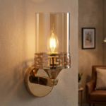 Proudome Amber Glass Wall Light – Luxury Gold Finish Decorative Wall Lamp (Bulb Not Included) - Image 3