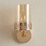Proudome Amber Glass Wall Light – Luxury Gold Finish Decorative Wall Lamp (Bulb Not Included) - Image 2