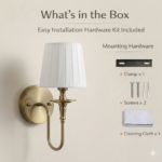 Proudome Fabric Shade Wall Light – Elegant Brass Finish Decorative Wall Sconce (Bulb Not Included) - Image 7