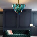 Sapphire Feather Glass Chandelier