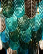 Sapphire Feather Glass Chandelier - Image 4
