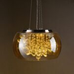 Amber Glass Chandelier With Crystals