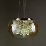 Amber Glass Chandelier With Crystals - Image 2