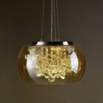 Amber Glass Chandelier With Crystals - Image 3
