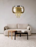 Smokey Glass Chandelier With Crystals