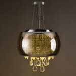 Smokey Glass Chandelier With Crystals - Image 4