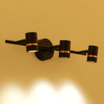 Three Holder Black LED Vanity Light