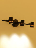 Three Holder Black LED Vanity Light