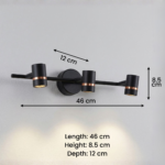 Modern 3-Light LED Picture Light | Wall Mounted Art Light | Black & Rose Gold Finish - Image 7