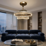 Proudome 3 Color Mode LED Chandelier with Inbuilt Fan for Living Room, Dining Room & Bedroom - Image 3