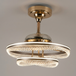 Proudome 3 Color Mode LED Chandelier with Inbuilt Fan for Living Room, Dining Room & Bedroom