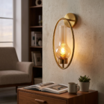 Proudome Modern Amber Glass Wall Light with Elegant Gold Oval Frame (Bulb Not Included) - Image 3