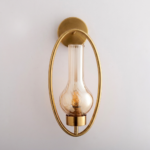 Proudome Modern Amber Glass Wall Light with Elegant Gold Oval Frame (Bulb Not Included) - Image 2