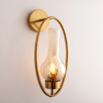 Proudome Modern Amber Glass Wall Light with Elegant Gold Oval Frame (Bulb Not Included) - Image 4