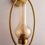 Proudome Modern Amber Glass Wall Light with Elegant Gold Oval Frame (Bulb Not Included) - Image 5