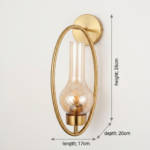 Proudome Modern Amber Glass Wall Light with Elegant Gold Oval Frame (Bulb Not Included) - Image 6