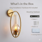 Proudome Modern Amber Glass Wall Light with Elegant Gold Oval Frame (Bulb Not Included) - Image 7
