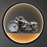 Proudome Motorcycle LED Wall Clock Light for Kids Room, Bike Theme Wall Lamp for Boys Bedroom & Playroom Decor